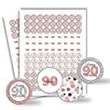 Confetti Rose Gold Polka Dot 90th Birthday Party Kiss Sticker Labels, 300 Party Circle Sticker, Sized 0.75” for Chocolate Drop Kisses by Amanda Creation, Great for Favors, Envelope Seals & Goodie Bags