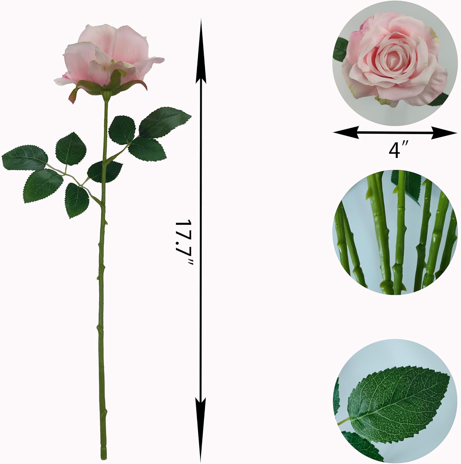 ATFL 12 Pcs Light Pink Roses Artificial Flowers, Faux Baby Pink Flowers Bulk,Floral Diameter 4'',Artificial Fake Silk Plastic Roses Flowers with Stems for Wedding,Flores Artificiales para Decoracion - Image 2