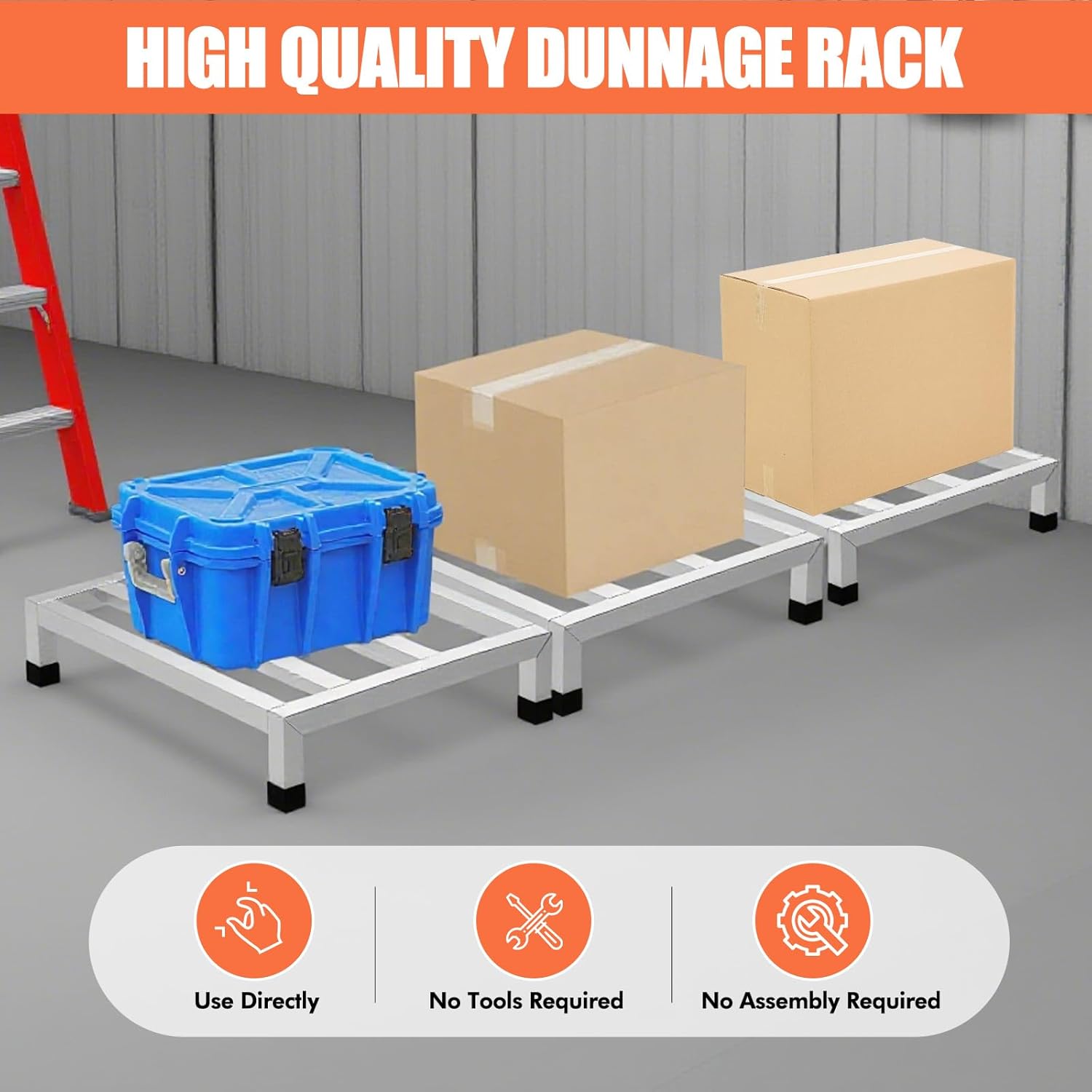 3 Packs Dunnage Rack 11.8 * 11.8 * 3.9 Inch Stainless Steel Dunnage Racks Assembly-Free Food Service Storage Racks Floor Rack for Storage in Restaurants, Kitchens, Garages