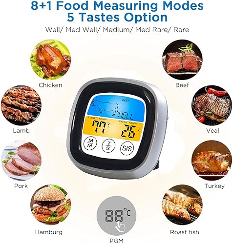 Miniatura 3 de Termómetro digital de carne, pantalla táctil a color, termómetro de lectura instantánea para alimentos, para cocinar, barbacoa, horno, cocina,