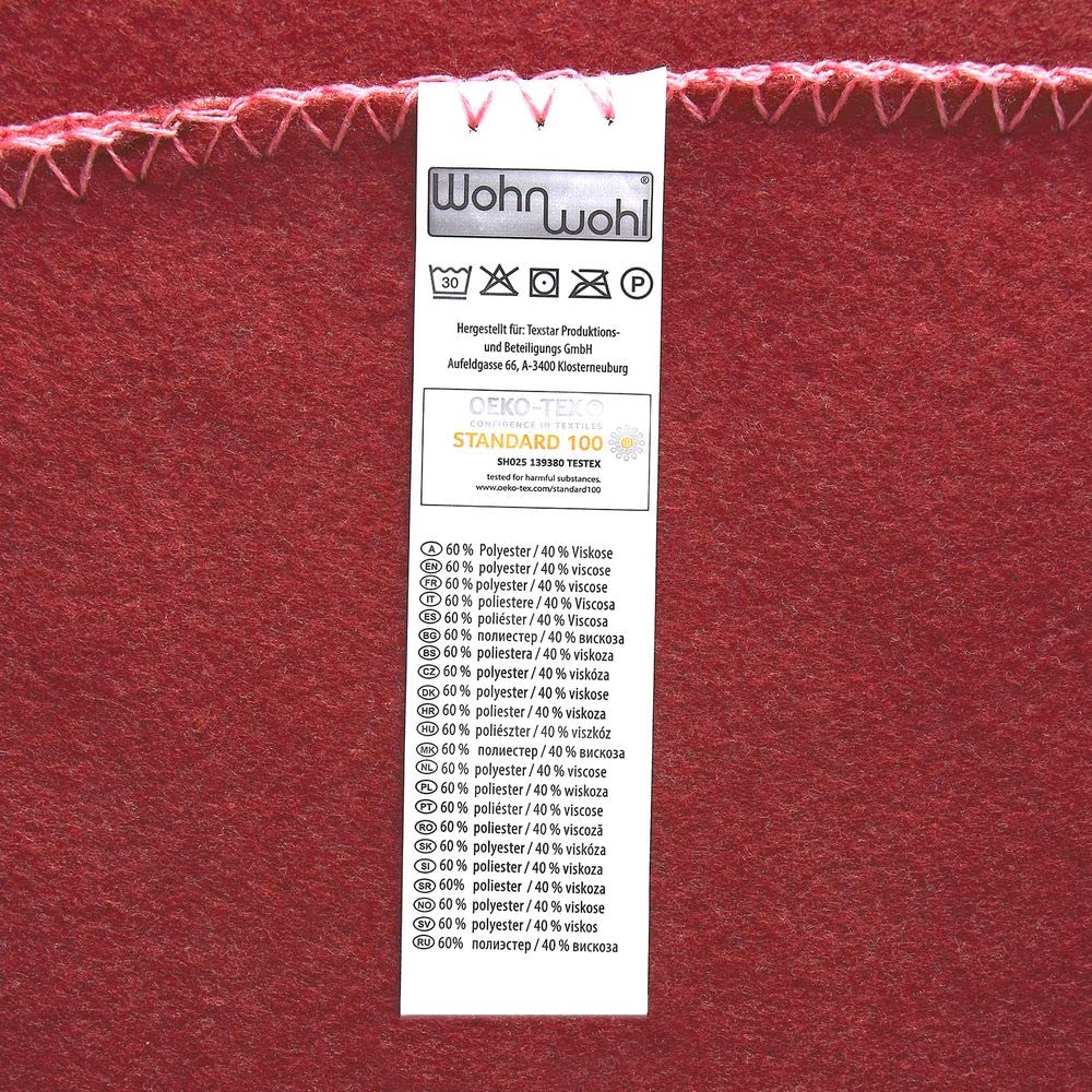 WOHNWOHL Wohndecke Uni – 150x200 Cm, Beere – Soft-Fleece, Aus Polyester/Viskose – Kuschelig & Waschbar