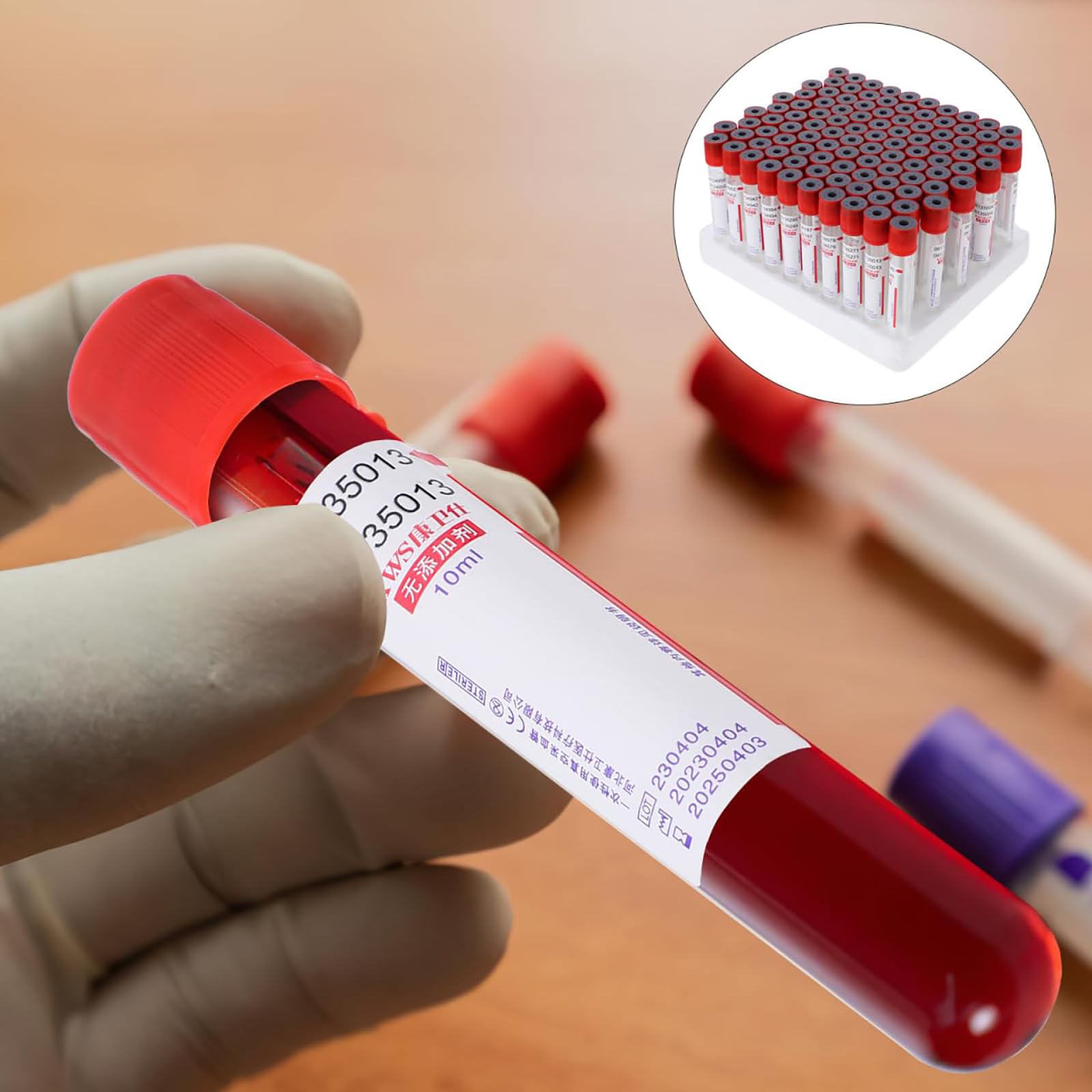 Tubes de prélèvement sanguin sous vide - 100 pièces, tubes de prélèvement sanguin de laboratoire 3/5/10 ml, tubes de prélèvement sanguin en plastique jetables, sans additifs,10ml