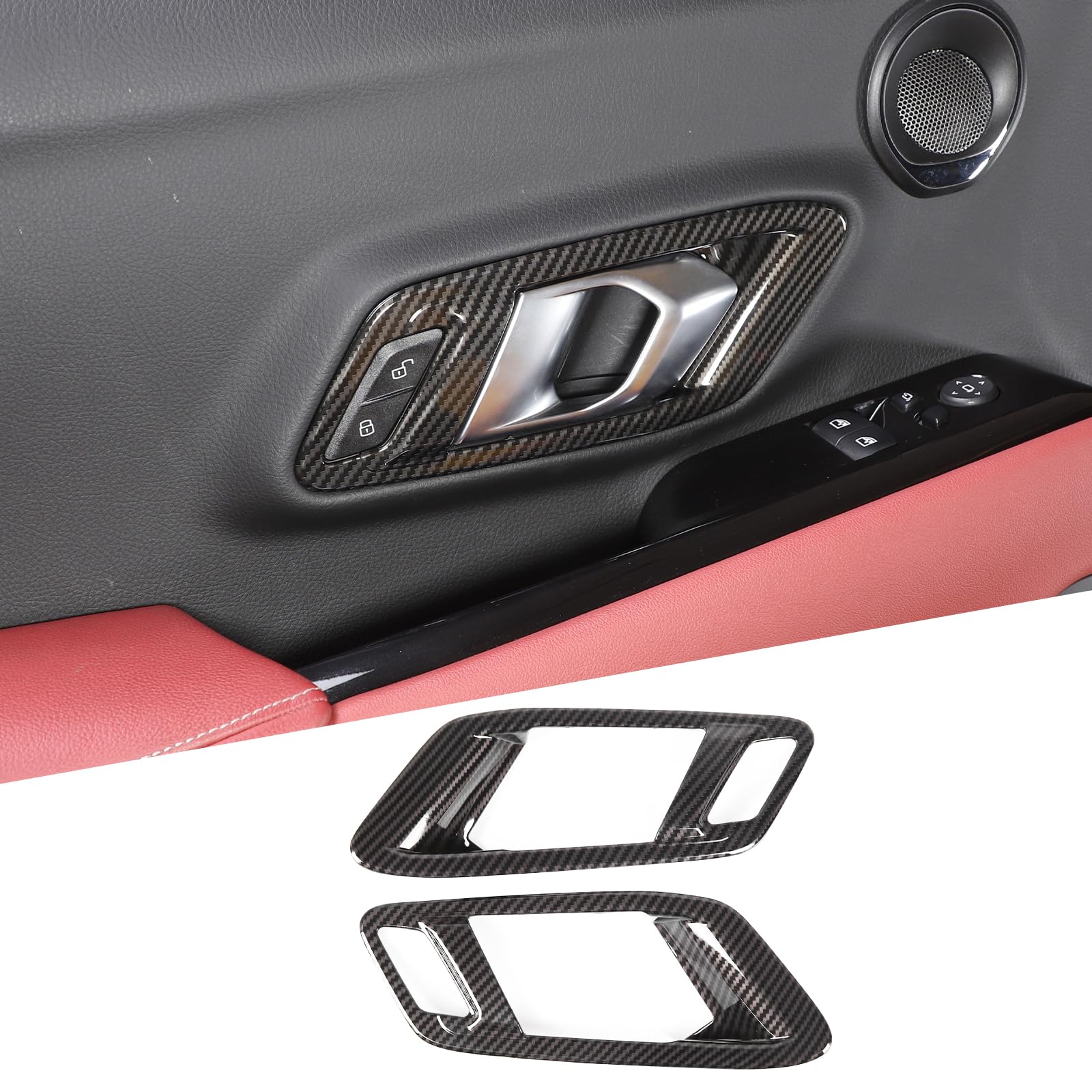 Fit for Toyota Supra GR A90 A91 MK5 2019-2025 Inner Door Handle Frame, ABS Door Inner Grab Handle Trim Cover Sticker, Car Interior Decoration Accessories, 2Pcs (Carbon Fiber Pattern Black)