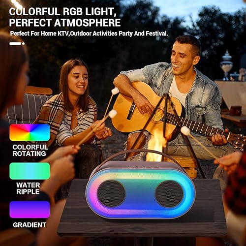 Miniatura 7 de VeGue Mini máquina de karaoke con 2 micrófonos inalámbricos, altavoz Bluetooth portátil con sonido estéreo bajo con luces LED para niñas y niños de
