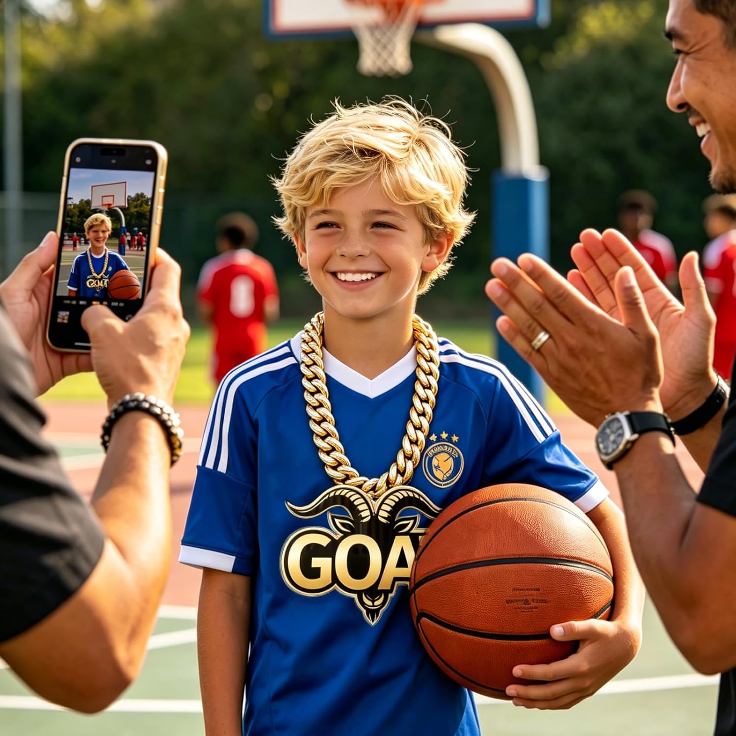 GOAT Turnover Chain - 7" Massive Gold Trophy Medal with Heavy Duty Chain | The Ultimate "Greatest of All Time" Award for Football, Basketball, Soccer | Funny Championship Swag for Kids & Adults