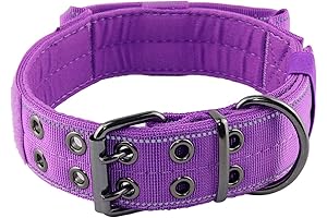 Reflective Dog Collar, Tactical Dog Collar,Heavy Duty Dog Collar with Control Handle for Dog Training