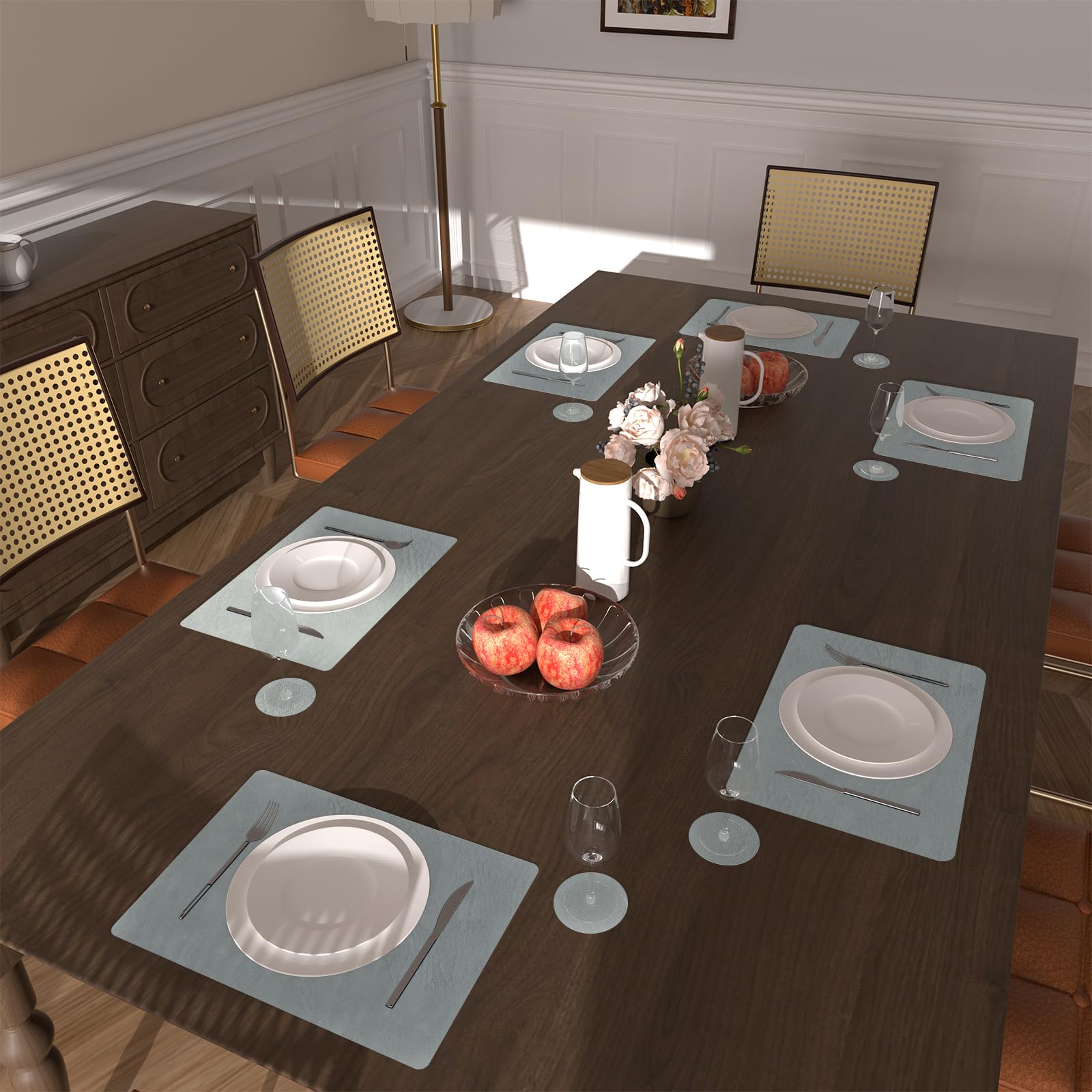 Set di 6 tovagliette in PVC (grigio + argento), antiscivolo, lavabili, resistenti al calore, rettangolari, in vinile, per cucina o sala da pranzo, 45 | Leroy Merlin