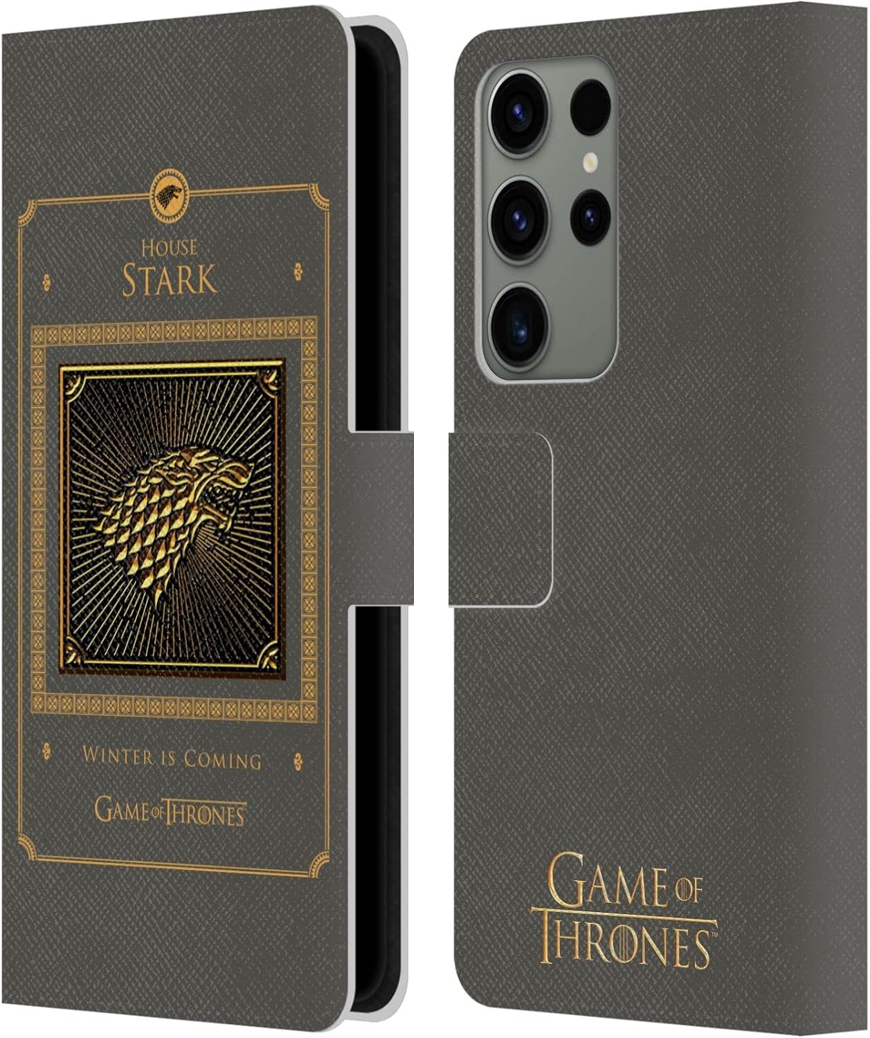Head Case Designs Officially Licensed HBO Game of Thrones Stark Border Golden Sigils Leather Wallet Case Compatible with Samsung Galaxy S23 Ultra 5G