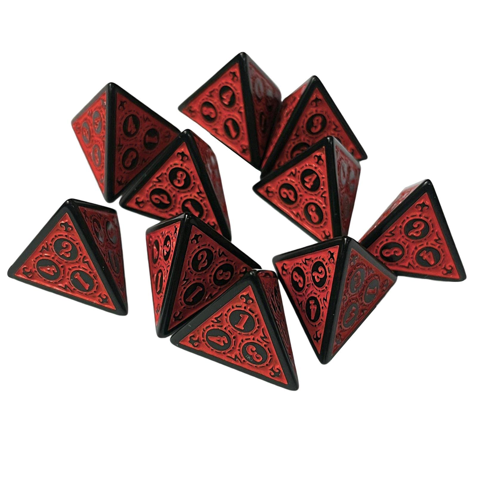 10 Pieces Acrylic D4 Dices Polyhedral Dices Set for Card Games Math Teaching Red
