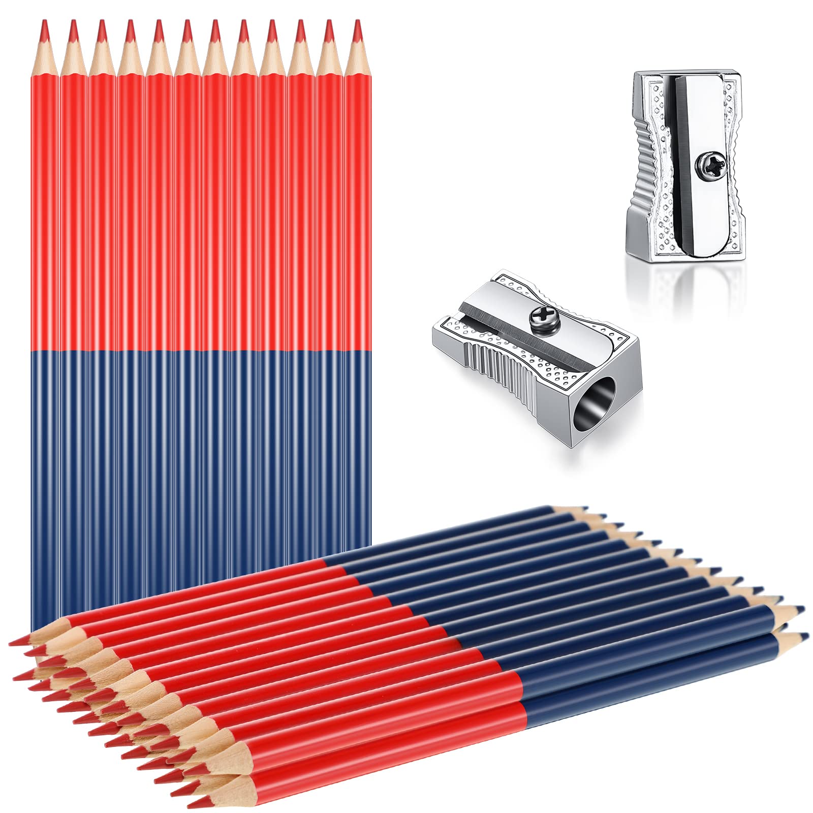 Containlol 36 Pieces Checking Pencils Red and Blue Erasable Pre Sharpened Pencils 2 HB Back to School Essentials with Sharpeners Checking Map Marking Coloring Tests Grading