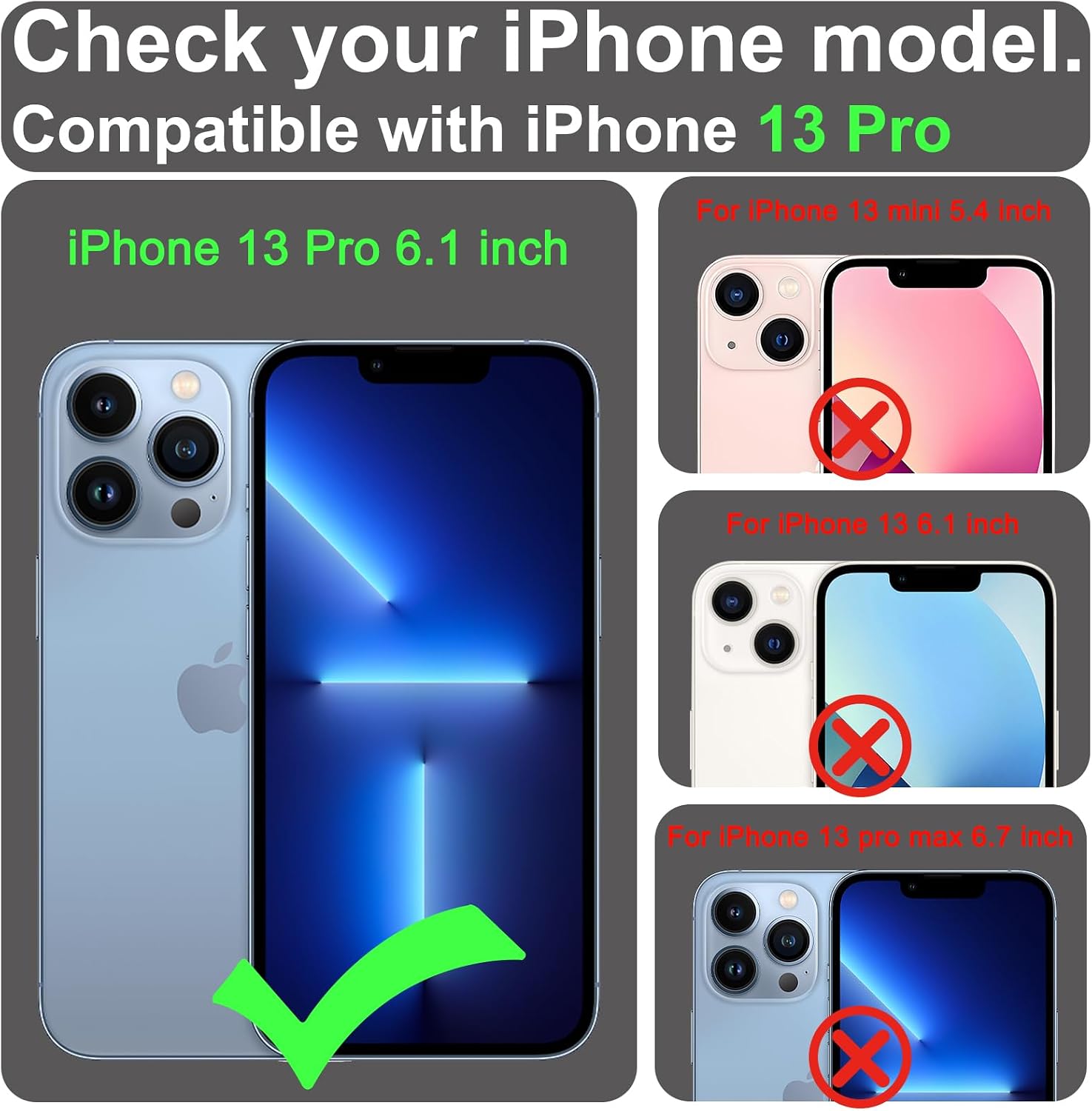 VANAVAGY Compatible for iPhone 13 Pro Wallet Case for Magsafe Wireless Charging, PU Leather Flip Folio Phone Case with Wrist Strap RFID Blocking Card Holder Screen Protector,Brown
