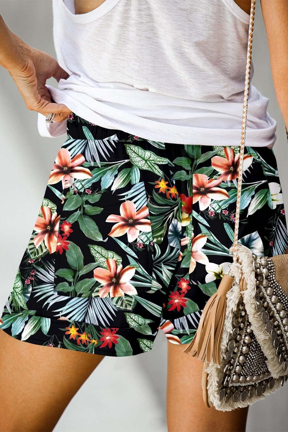 QUEEN PLUS Womens Casual Shorts Comfy Elastic Waist Drawstring Pocket Shorts Pants - Image 3