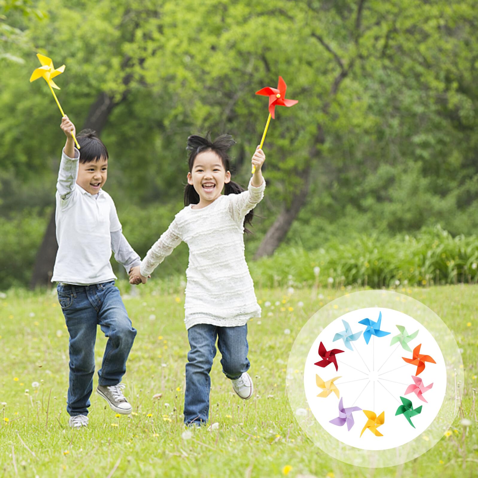 Molinetes de Viento para 12 Piezas, Kit de Manualidades de Papel, Molinillos de Colores Mixtos, Juguete Educativo Temprano para Jardín de Infantes y Juego al Aire Libre