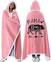 Vista 1 de Regalos para el día de la madre de hija, hijo o niño, acogedora manta con capucha de forro polar Sherpa rosa, regalo de cumpleaños único para mamás