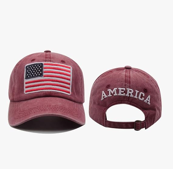 Embroidery American Flag Hat Cotton Vintage Baseball Cap Trucker Dad Hat Adjustable Visor Fishing Cap for Men Women