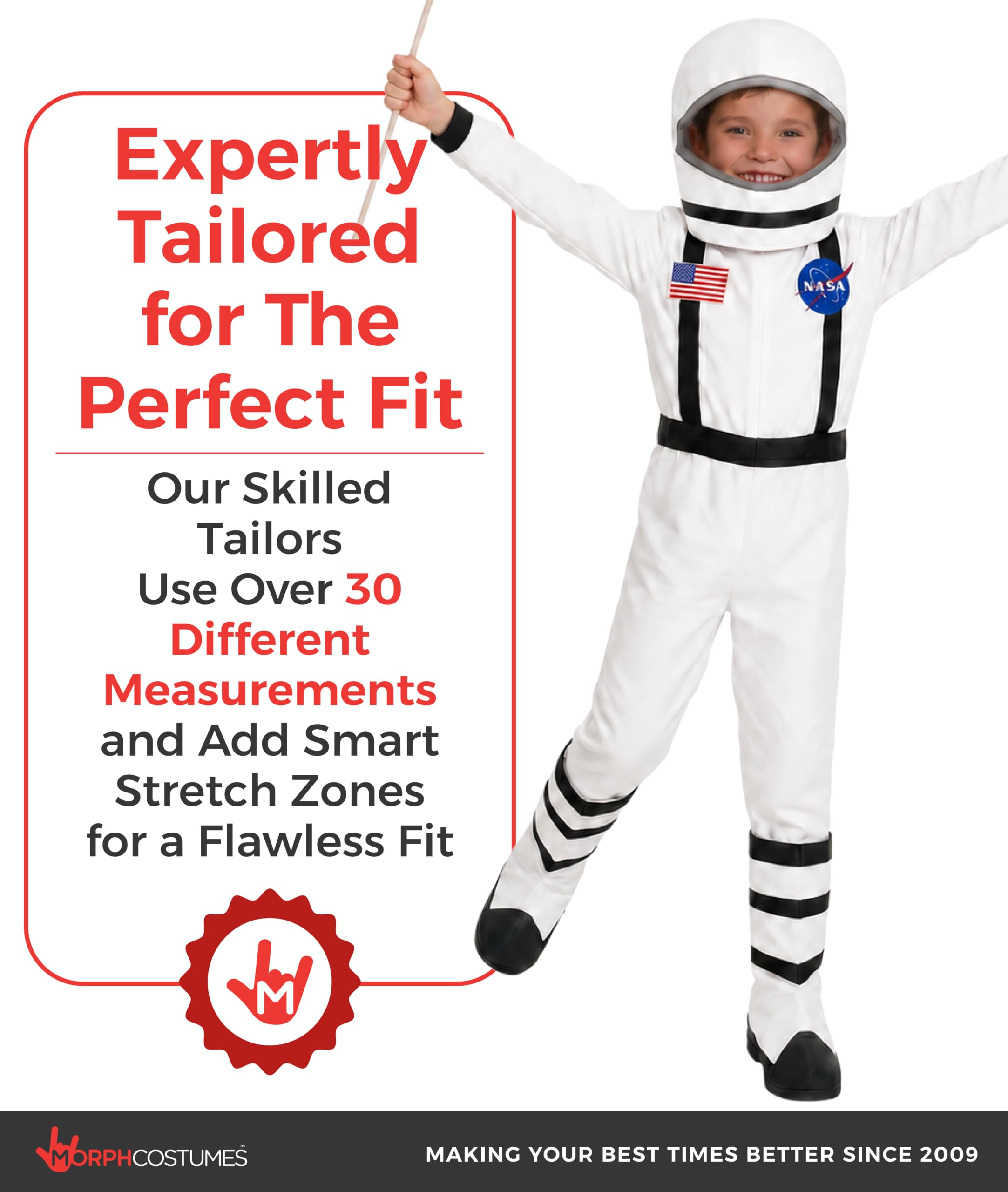 Déguisement Astronaute Enfant – Combinaison, Chapeau, Gants, Fusée Ballon, 4 Tailles, 4-11 Ans