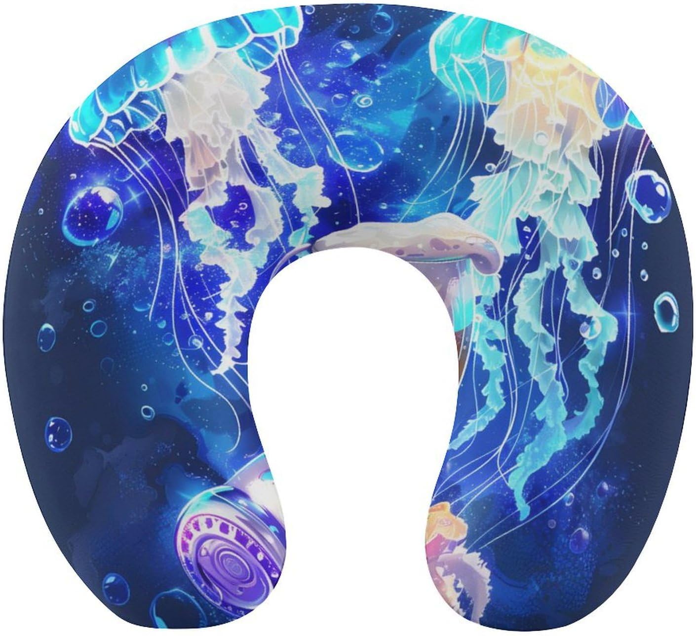 Jellyfish and Beers Funny Travel Pillow U Shaped Memory Foam Neck Pillows Portable for Flight Car Home Office