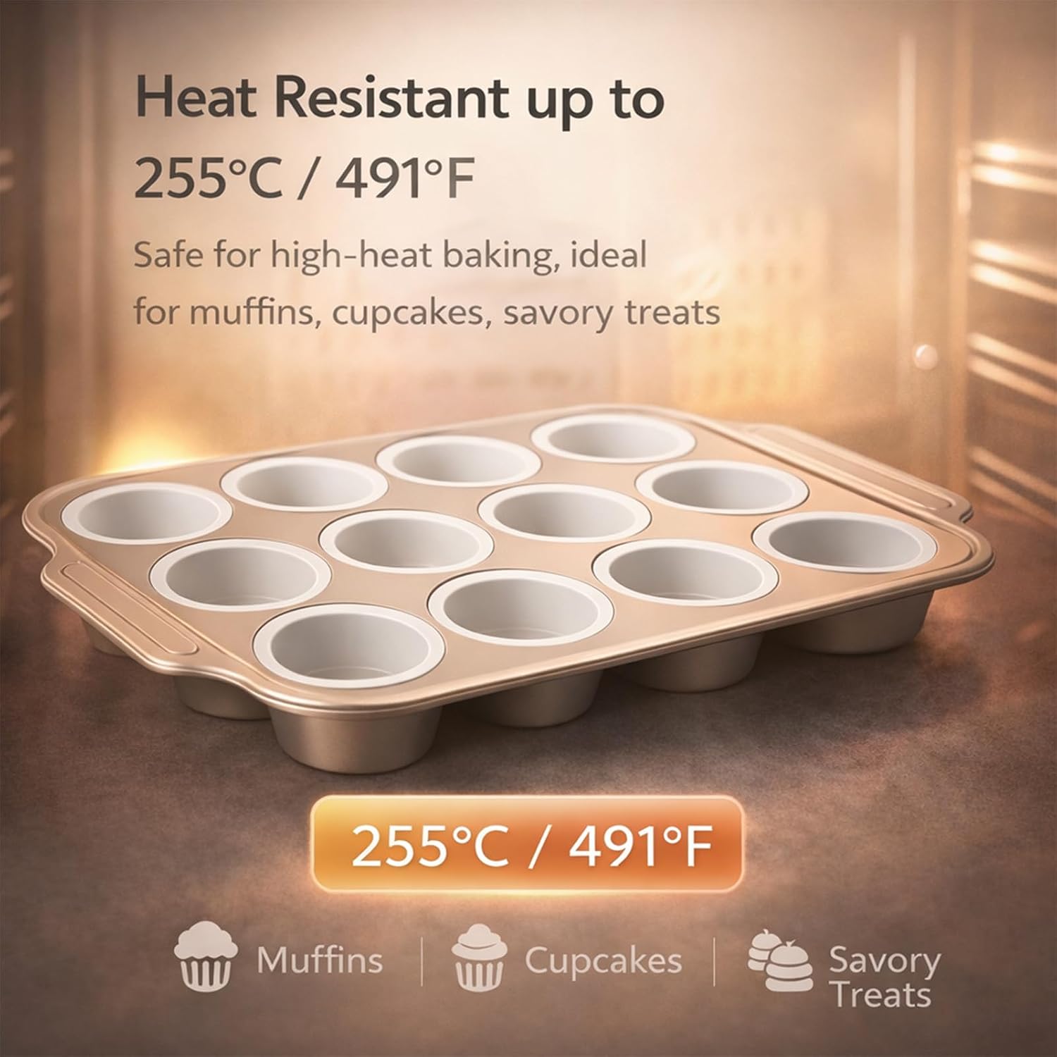 2Pack Silicone Muffin Pans with Steel Frame, 12-Cup Nonstick Bakeware, Reusable Cupcake Pans with 12 Piping Nozzles & Bag for Baking | Silicone Muffin Pans for Cupcakes & Muffins