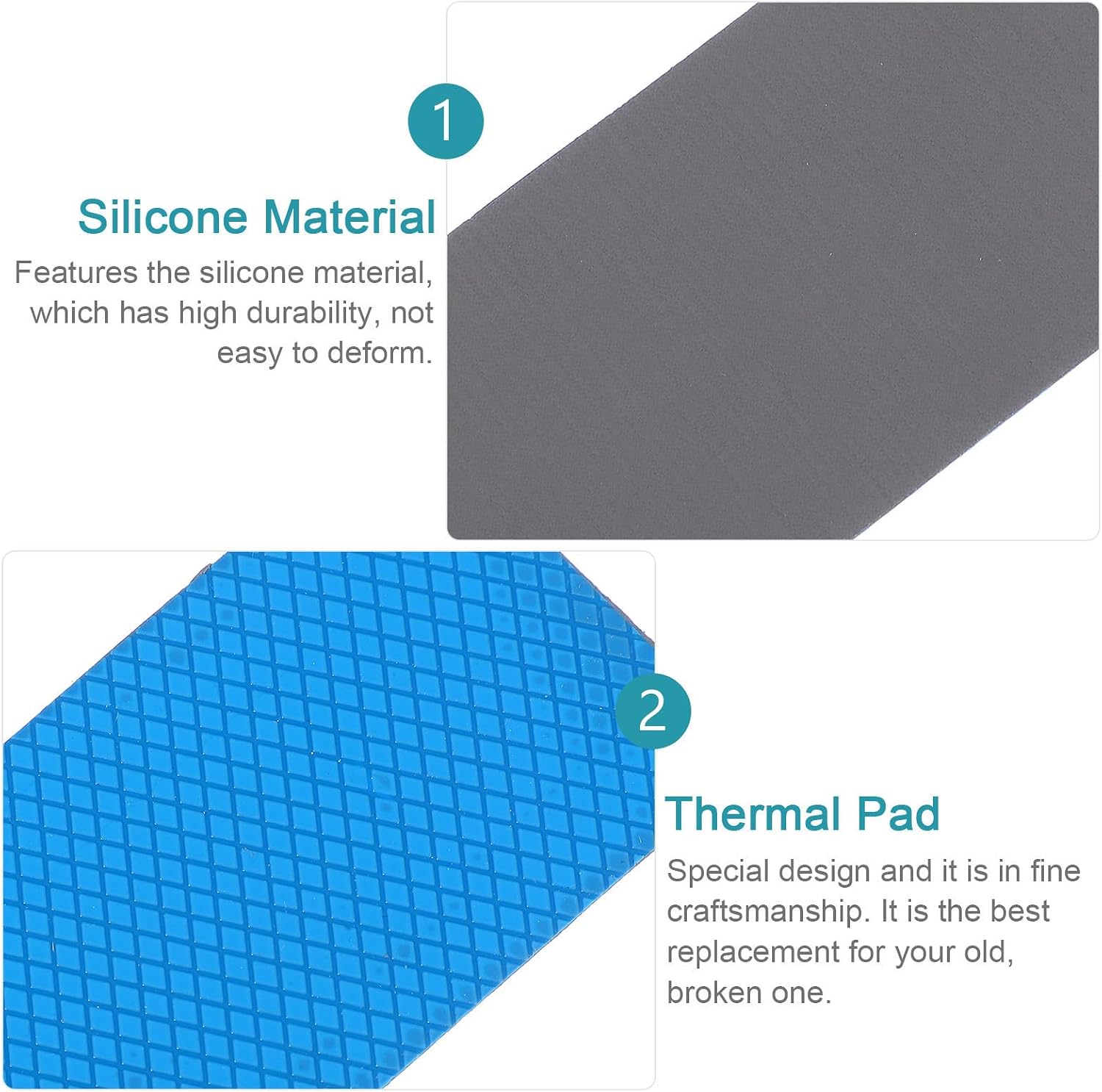 Black Thermal Conductive Silicone Pad for Computer Cooling, Replacement Heat Conductive Mat with High Thermal Conductivity 15.8 W/m·k and Temperature Range 40 to 200 Celsius