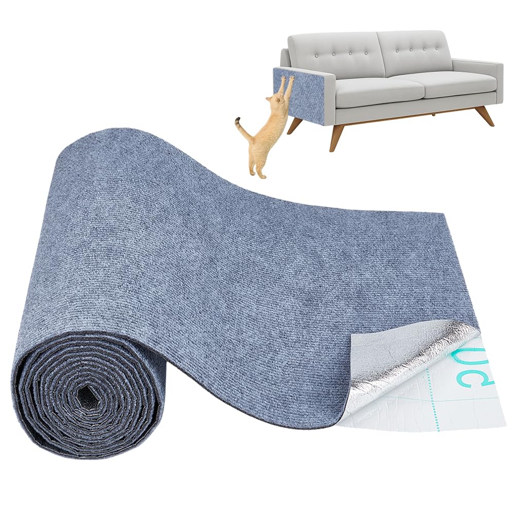 BENECREAT 400 x 3000 mm, protección contra arañazos para gatos, alfombra autoadhesiva para estantes de pared, árbol rascador para muebles, protección de muebles de café (gris)