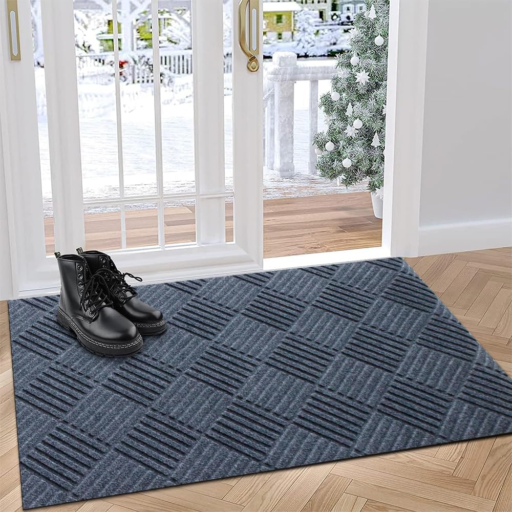 Goasis Lawn Heavy Duty Welcome Mat - Outdoor & Indoor, Large 6FTX6FT, Durable, Antislip Rubber, Washable, Gray
