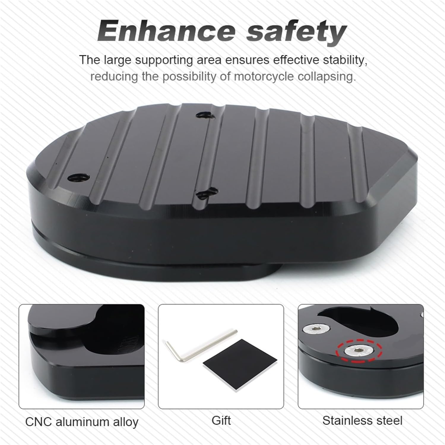 Kickstand Side Stand Enlarger Motorcycle Extension Side Stand Pad Plate Kickstand Shoe Compatible With Kawasaki Ninja ZX-14 Ninja ZX-14R