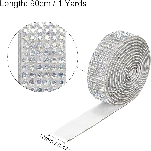 Miniatura 2 de MECCANIXITY 3 rollos de cinta de diamantes de imitación autoadhesiva de 3 yardas y 0.315 in para proyectos de artes y manualidades, pasteles de