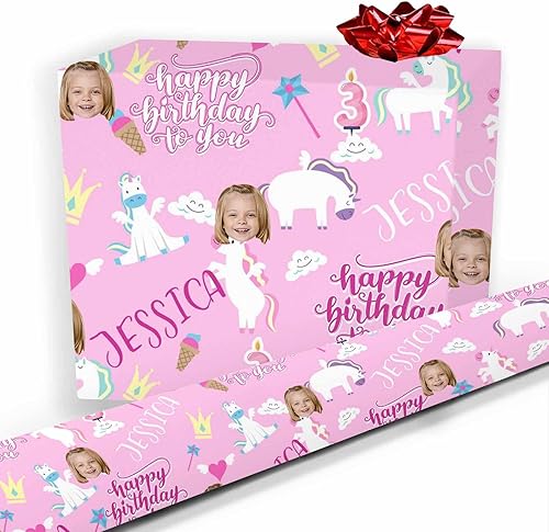 Papel de regalo personalizado, divertido papel de regalo para cara, foto, nombre, Día del Padre, rollo de regalo para papá, hombres, mujeres, niños,