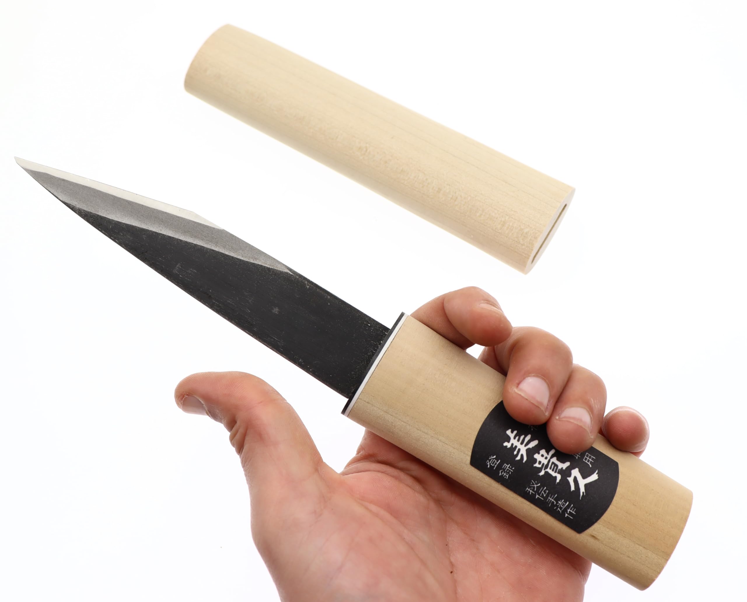 Couteau Artisanal Kiridashi Lame Carbone Menuiserie Ébénisterie Bois Forgé Main au Japon Noire 120 mm