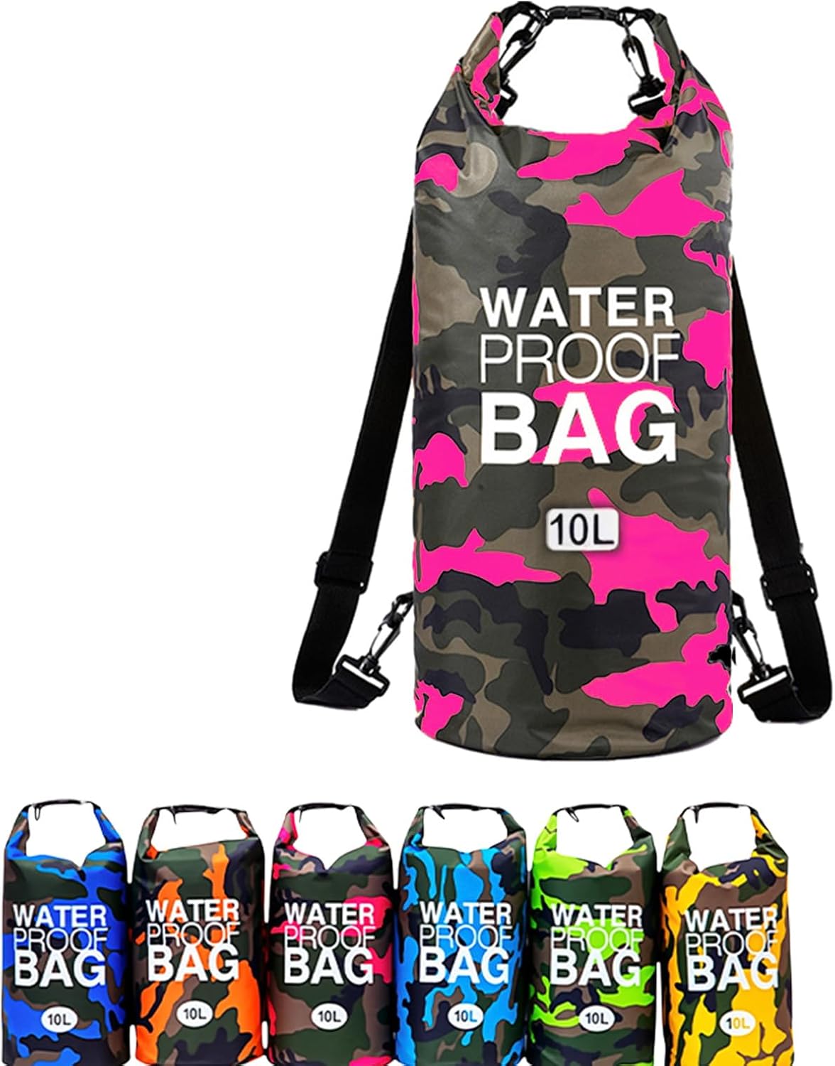 Dry Bag 10L/20L Waterproof Dry Bag Sack Waterproof Bag with Adjustable Strap for Kayaking Boat Tour Canoe,Swimming,Fishing, Rafting, Boating(Camouflage Rose Red, 10L)