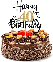 40th Birthday Cake Topper, Cake Decoration 40 Cake Topper, Black and Gold