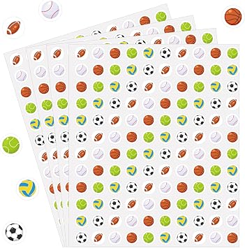 2400 Pcs Small Stickers for Kids,Sports Stickers for Kids Soccer Basketball Football Baseball Tennis Ball Stickers for Party Envelopes Scrapbook Gifts DIY Supplies,0.5inBall