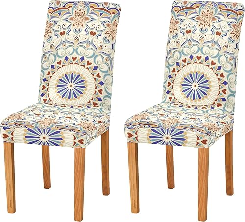 Miniatura 8 de xigua Paquete de 4 fundas para sillas de comedor con diseño de copos de nieve, impermeables, elásticas para sillas Parson, extraíbles y lavables,