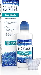 Bausch + Lomb Advanced Eye Relief Eye Wash: Sterile Irrigating Solution with Eye Cup, 4 Fl Oz – Cleanses & Soothes Eyes