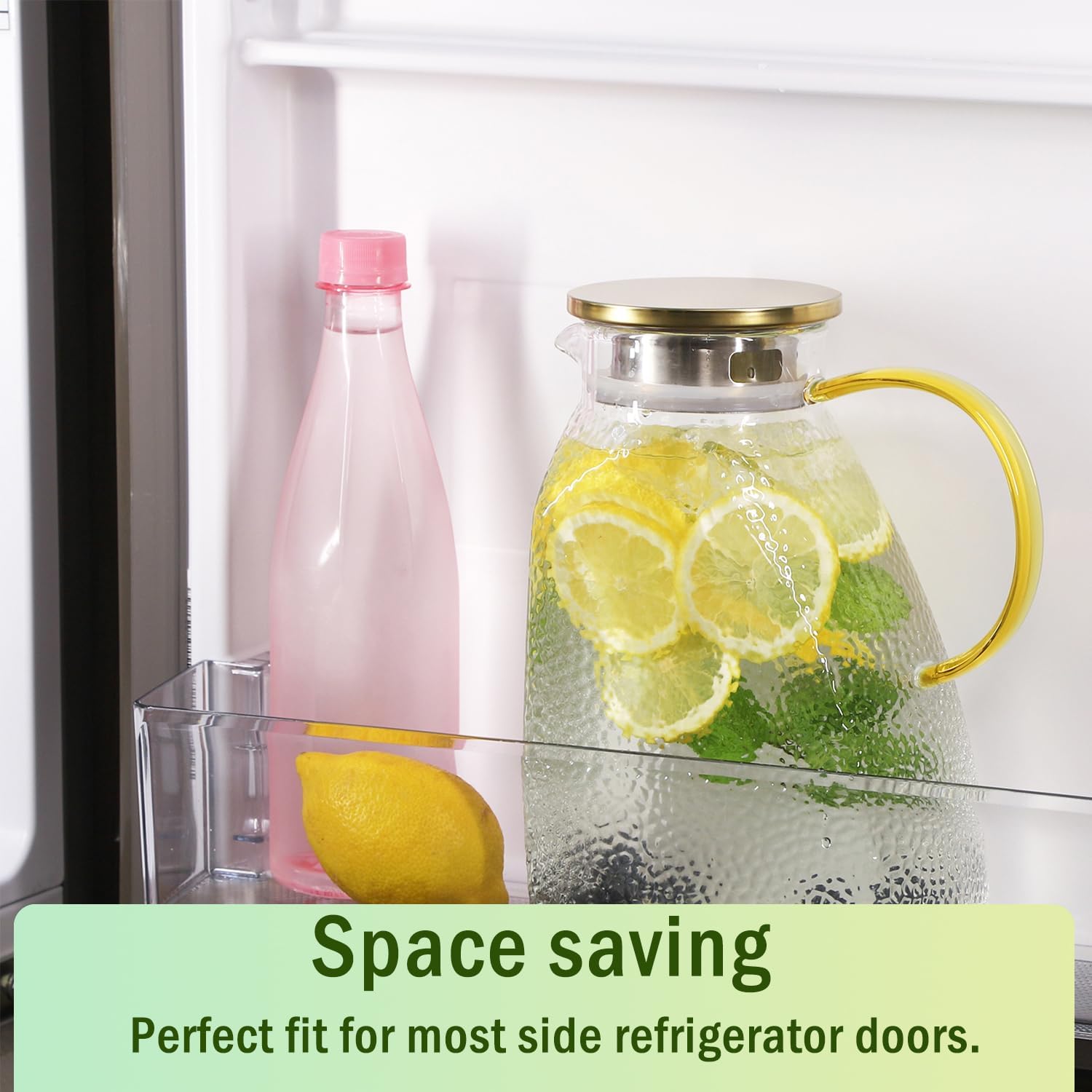 WHJY Fridge Door Glass Water Pitcher, 1.8 Liter/60oz, Ice Tea & Lemonade Pitcher - Image 5