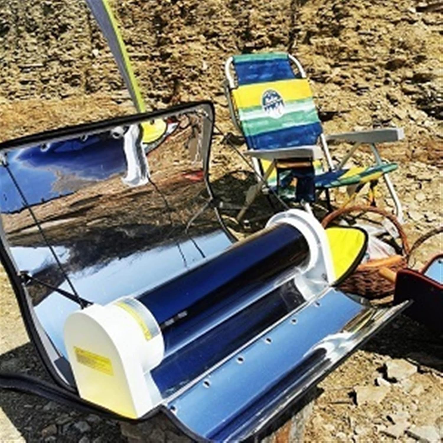 Portable Solar Tube Oven, Solar BBQ Cooker, 4.5L Large Capacity Solar Cooker Outdoor Oven Camping Stove with Thermometer Ideal for Traveling Hiking Family Party