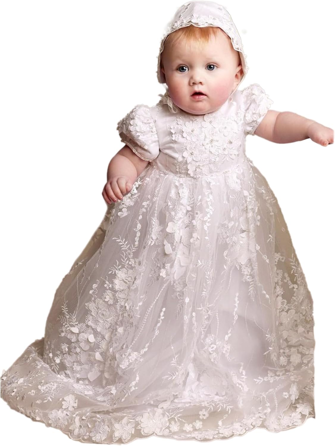 Baby Girls Christening Heirloom Lace Gown Set – Luxurious Baptism Outfit 0-9 Months