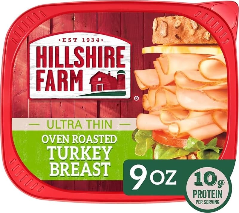 Hillshire Farm Oven Roasted Ultra Thin Sliced Deli Lunch Meat, Turkey Breast, 9 Ounce | Gluten free; no artificial ingredients; no added nitrates or nitrites; great for sandwiches, wraps & charcuterie
