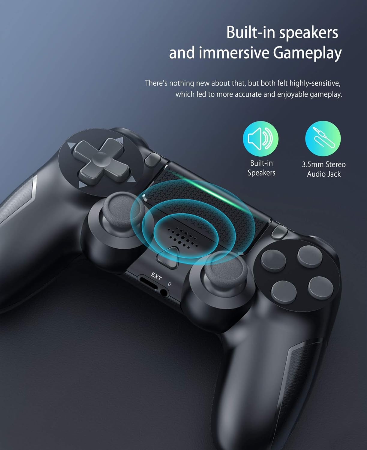 Get Special Price YCCTEAM Wireless Controller Compatible with PS4, Wireless PS4 Controller with Built-in 1000mAh Rechargeable Battery, Gyro and Speaker Compatible with PS4/Slim/Pro Console