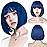WERD Short Blue Bob Wig with Bangs,Straight Bob Blue Coraline Hair for Women, Dark Short Bangs Wig Synthetic Natural Looking for Party