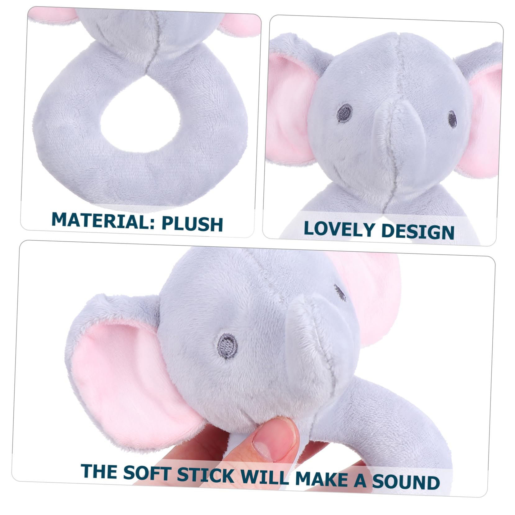 Garçon Fille Peluche Éléphant à Saisir Hochet à Secouer Grip Doux pour Nourrissons Développement Sensoriel et Motricité Fine Couleur Vive pour Garçons et Filles