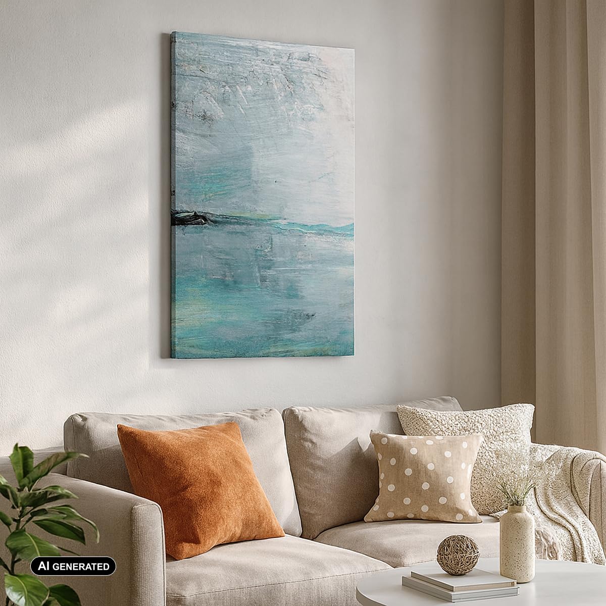Cuadro sobre Lienzo 50x70 cm Moderno Vertical Abstracto Pastel - 3591 | Abstracción Moderno Cuadro Decorativo Arte mural Decoración del Hogar Salón Dormitorio Cocina sobre Lienzo Cuadros de Pared