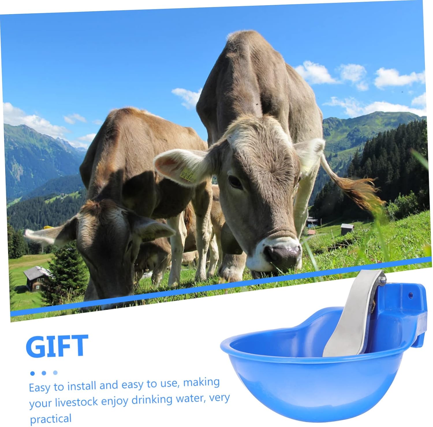 VANZACK Automatic Cow Water Bowl Leak Livestock Drinking Tool Stainless Steel Feeder for Cattle Goats and Horses Easy to Clean and Store for Farm Use Includes Accessories