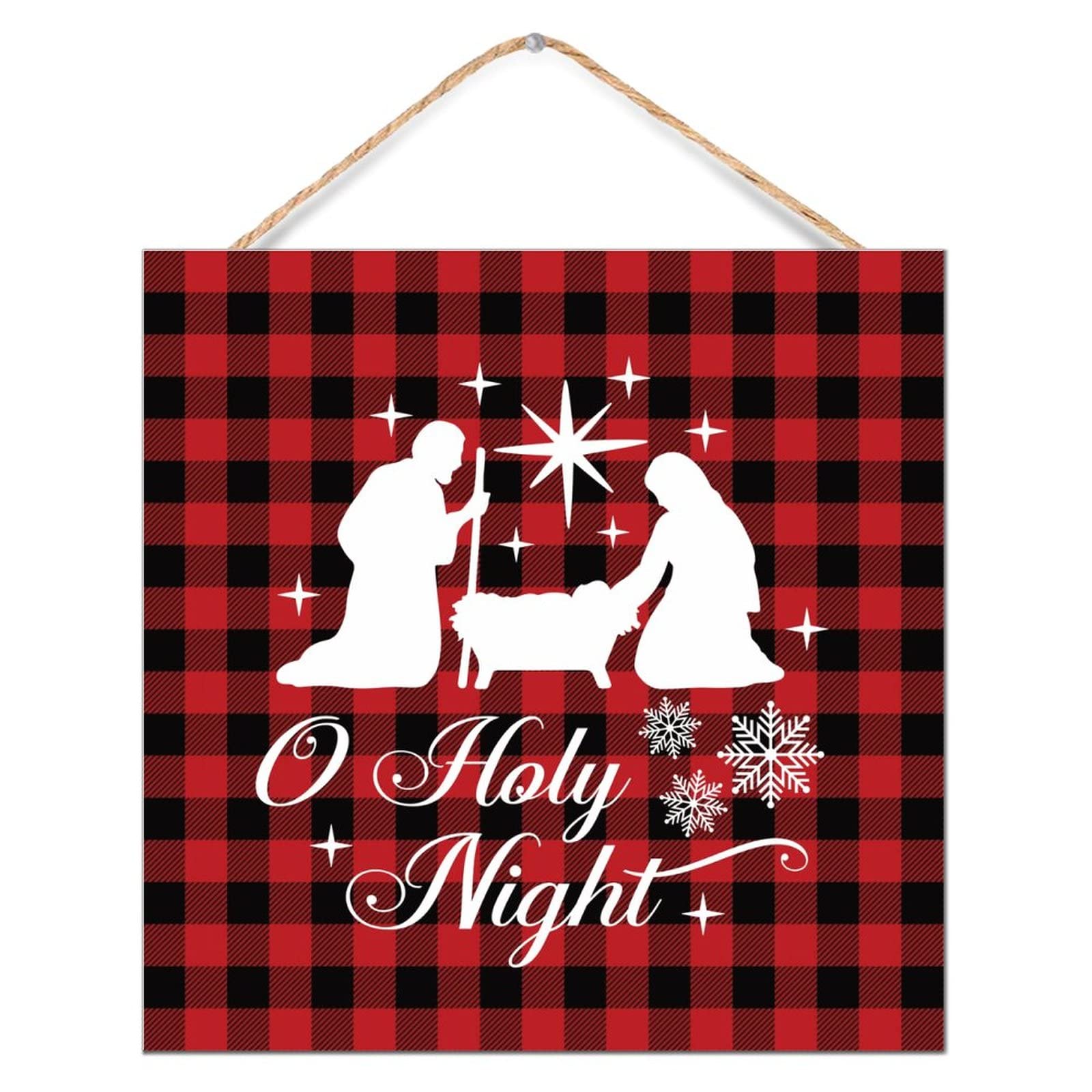 Panneau en bois O Holy Night suspendre avec finitions soignées pour décoration élégante