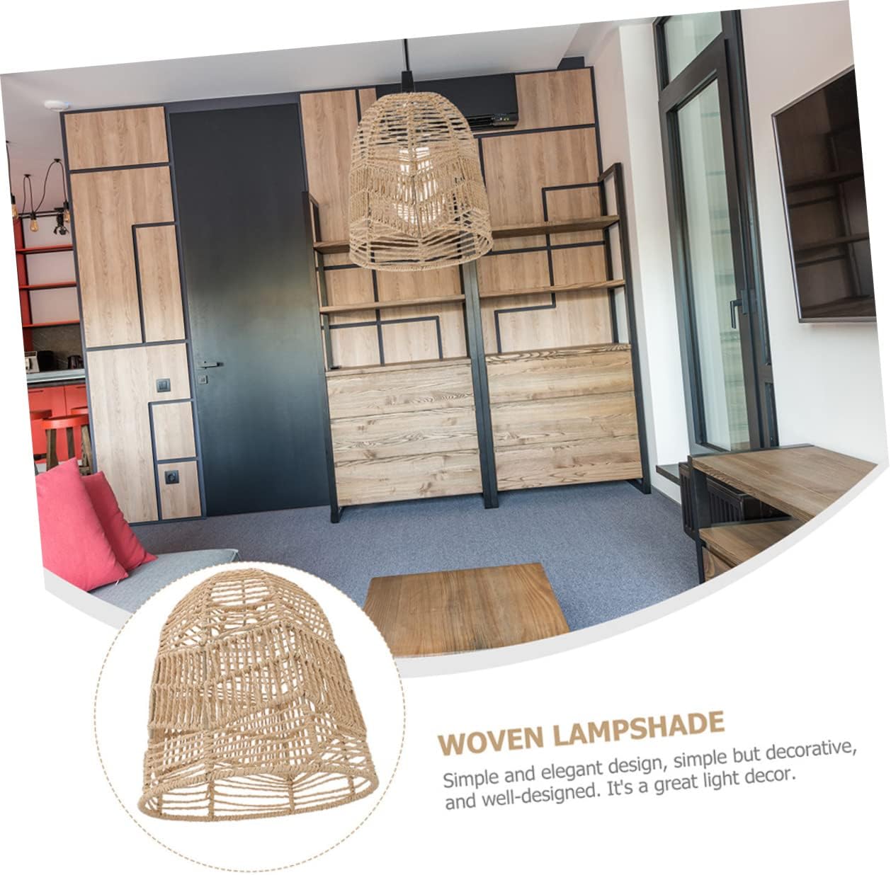 2Pcs Rustic Woven Ceiling Light Shade Creative Rattan Lamp Cover for Home Decoration Vintage Style Hanging Light Fixture for Dining and Restaurant Use