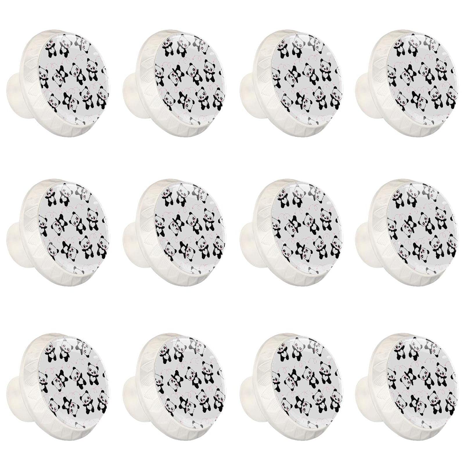 Boutons d'armoires de cuisine ronds motif panda fait main 12 pièces