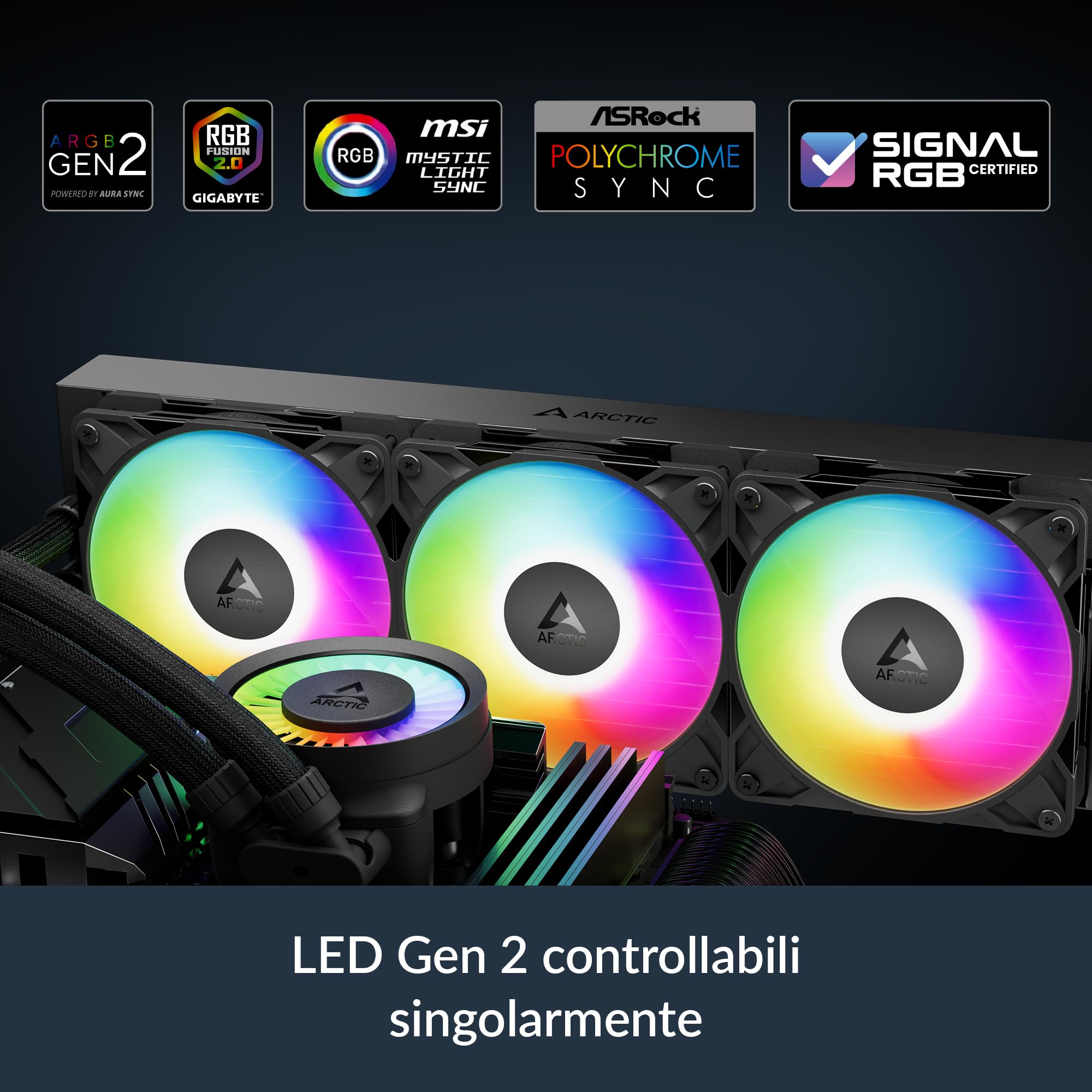 ARCTIC Liquid Freezer III Pro 360 A-RGB (nero) - Dissipatore AIO CPU, 3 x 120 mm Raffreddamento a Liquido, Radiatore 38 mm, Pompa PWM, Ventola VRM, AM5/AM4, Intel LGA1851/1700 Telaio di Contatto -