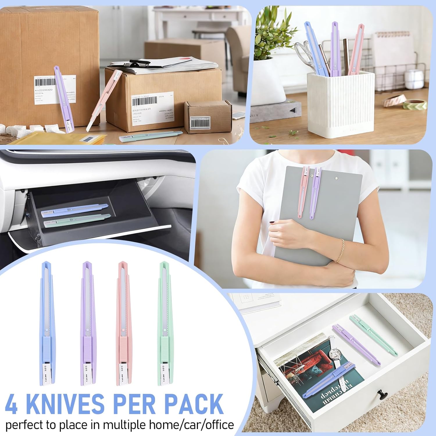 ZNVR Ceramic Box Cutter, box cutter retractable,mini box opener with Safety Lock and ceramic blade, suitable for Office and Home daily Use