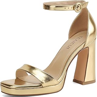 Platform Heels for Women Chunky High Heels with Ankle Strap Square Toe Strappy Heels for Women Heeled Sandals - Buy now