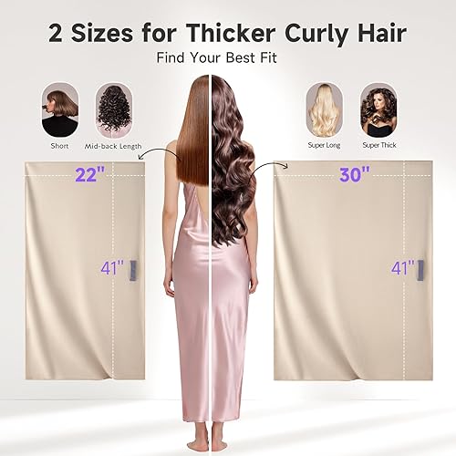 Miniatura 4 de Toalla de pelo 100% microfibra, toalla de cuidado del cabello súper absorbente de 41 x 22 pulgadas, toalla de pelo ultra suave con lazo elástico,